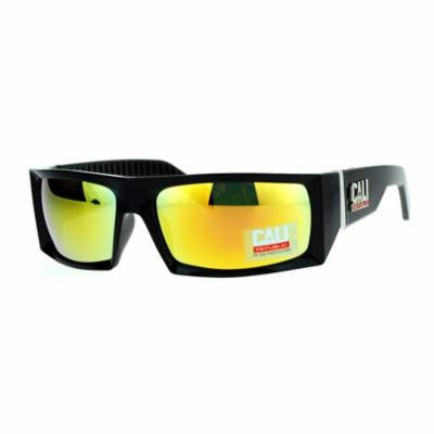 SA106 Cali Republic Mirrored Mirror Rigid Narrow Rectangular Biker Sunglasses Orange