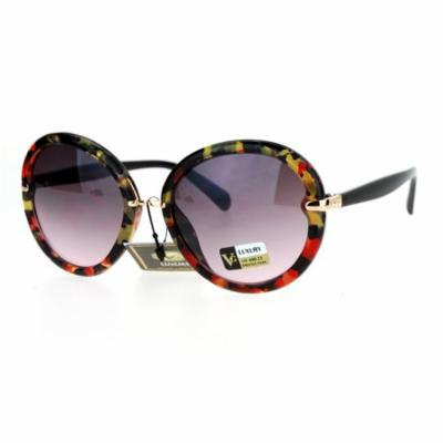 SA106 Designer Fashion Round Butterfly Oversize Sunglasses Multicolor Tortoise