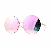 SA106 Unique Rimless Oversized Hippie Round Circle Lens Sunglasses Pink