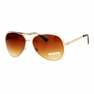 SA106 Unique Mens Futuristic Metal Aviator Sunglasses Gold Brown