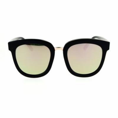 SA106 Womens Compact Flat Lens Fashion Hornrim Sunglasses Black Pink