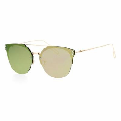 SA106 Mirrored Mirror Hipster Rimless Horn Rim Sunglasses Gold Peach