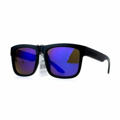 Kush Mens Mirror Lens Gangster Oversize Horn Rim Cholo Sunglasses Blue