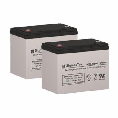 EV Rider Breeze IV 12K Replacement Lawn Mower Batteries (Set of 2 - 12V 75AH SLA Batteries)