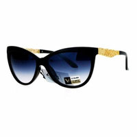 SA106 Metal Diecut Floral Jewel Arm Cat Eye Sunglasses Black Smoke