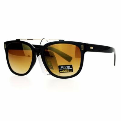 SA106 Retro Metal Flat Top Bridge Horn Rim Horned Sunglasses Black Brown