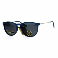 SA106 Polarized Lens Rubberized Matte Horn Rim Retro Sunglasses Blue