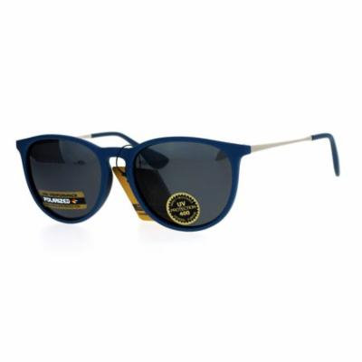 SA106 Polarized Lens Rubberized Matte Horn Rim Retro Sunglasses Blue