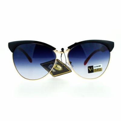 SA106 Womens Luxury Fashion Butterfly Half Rim Floral Print Sunglasses Black Red