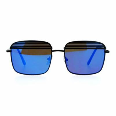 SA106 Shutter Half Eye Lid Flat Len Rectangular Mirrored Mirror Sunglasses Black Blue