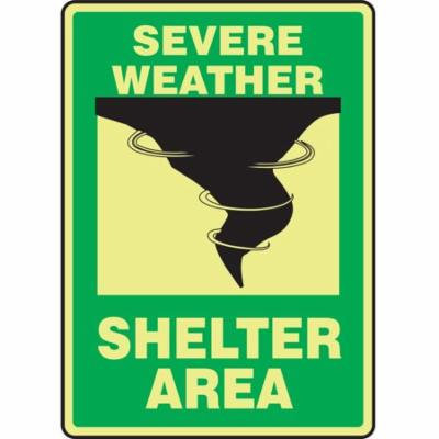 ACCUFORM Emergency Sign,10x7In,Blk and Grn Glow MLFE543GP