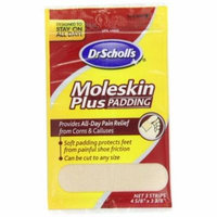 12 Pack - Dr. Scholls Moleskin Plus 4 5/8-Inch X 3 3/8 Inch Padding 3 Each