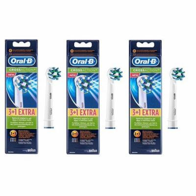 Oral-B Cross Action Replacement Brush Heads, 4 Count (Pack of 3)