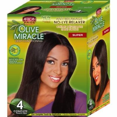 African Pride Olive Miracle Deep Conditioning No-Lye Relaxer - Super Kit 4-Count (Pack of 2)