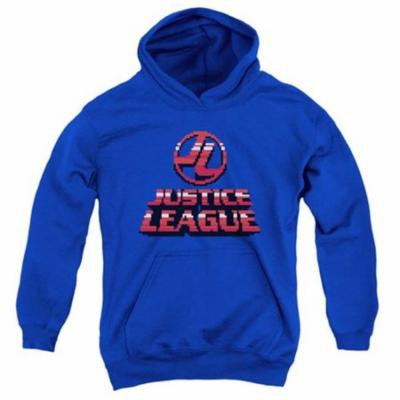 Trevco Jla-8 Bit Jla Youth Pull-Over Hoodie, Royal Blue - Small