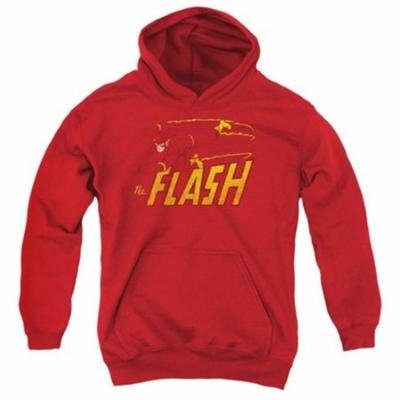 Trevco Dc-Flash Speed Distressed - Youth Pull-Over Hoodie - Red, Medium