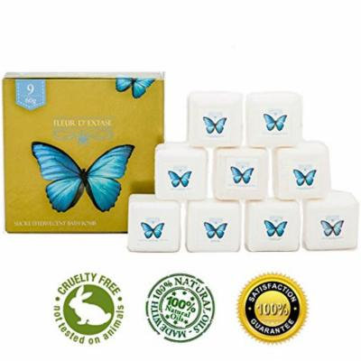 Natural Bath Bomb Gift Box - Set Of 9 Essential Oil Effervescent Spa Bomb Fizzies - by Fleur DExtase