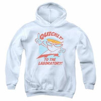 Trevco Dexters Laboratory-Quickly - Youth Pull-Over Hoodie - White & Large