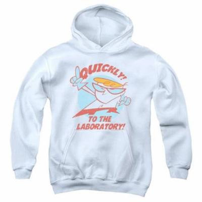 Trevco Dexters Laboratory-Quickly - Youth Pull-Over Hoodie - White & Large