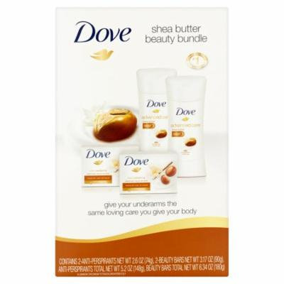 Dove Daily Care Shea Butter Beauty Bundle (Antiperspirant Stick / Beauty Bar ), 4 Pieces
