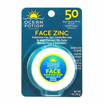 5 Pack Ocean Potion Face Clear Zinc Oxide, Sunscreen SPF 50, 1 Ounce each