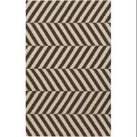 8' x 11' Aeonian Chevron Ribbons Mocha Brown and Cream Reversible Hand Woven Wool Area Throw Rug