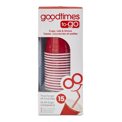 Goodtimes 15-Pack To-Go Cups, Lids & Straws