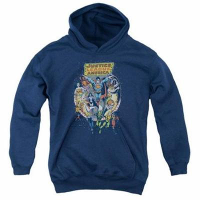 Trevco Jla-Star Group Youth Pull-Over Hoodie, Navy - Medium