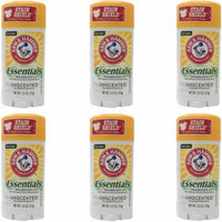 6 Pack Arm & Hammer Essentials Deodorant Solid, Unscented 2.5 Ounce Each