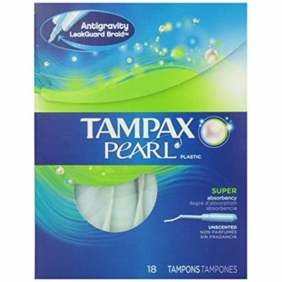 2 Pk Tampax Pearl Plastic Super Absorbency Unscented Tampons Feminine Care 18 Ea