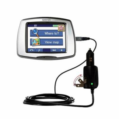 Intelligent Dual Purpose DC Vehicle and AC Home Wall Charger suitable for the Garmin StreetPilot C550 - Two critical functions, one unique charger - U