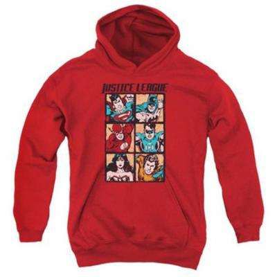 Trevco Jla-Rough Panels Youth Pull-Over Hoodie, Red - Small
