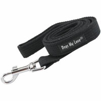 Dog Leash 4.5ft Long Organic Cotton Web for Training, Black 4 Sizes (Large: 1