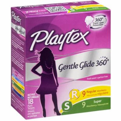 Playtex Gentle Glide Tampons Multipack, Fresh Scent Regular/Super Absorbency, 18 CT (Pack of 6)