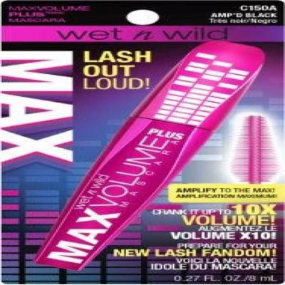 Wet n Wild Lash Out Loud MaxVolume Plus Mascara Amp'd Black 0.27 Oz