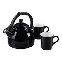 Le Creuset Enamel On Steel 3 Piece 1.7 Qt. Peruh Tea Kettle & Mug Set Color: Black