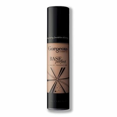 Gorgeous Cosmetics Base Perfect Liquid Foundation, Oil Free, Silicon Based With Vitamin A and E, High Pigment and Buildable for Medium Coverage, Airless Pump Bottle, 1 Fluid Ounce/30ml, Shade 8C