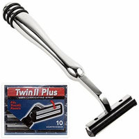 All Metal Trac 2 ( Trac II) Compatible Razor and 10 Personna Twin Blade Cartriges