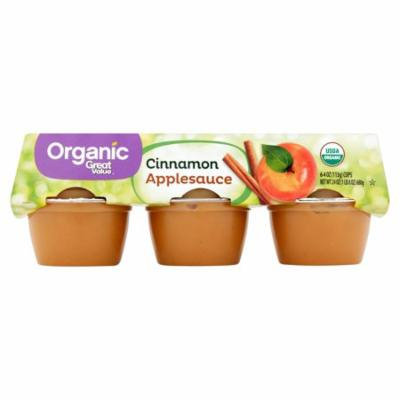 Great Value Organic Applesauce Cups, Cinnamon, 6 Count