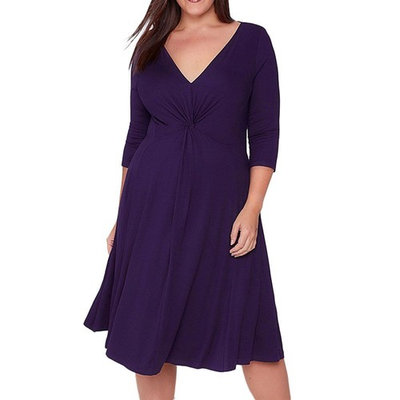 Women Plus Size Dress, Realdo V-Neck 3/4 Sleeve Evening Party Dress Purple, US 20