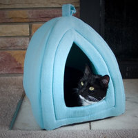 Trademark Global Llc Cozy Kitty Tent Igloo Plush Cat Bed - Kitten, Puppy Dog Bed - Blue