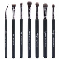 Nanshy Eye Brush Set including 7 Prestige Makeup Brushes for Eyes, Brows and Lips Onyx Black
