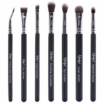 Nanshy Eye Brush Set including 7 Prestige Makeup Brushes for Eyes, Brows and Lips Onyx Black