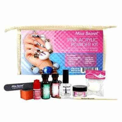 MIA SECRET PINK ACRYLIC POWDER PROFESSIONAL FULL NAIL KIT -Contents: Liquid Monomer, Pink Powder, Primer, Nail Glue, Top Coat, 20 Nail tips, Nail Brush, Emery Block, Nail File
