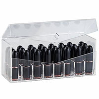 Beautify Acrylic 24 Slot Cosmetic Mac Lipstick Holder Case Storage Makeup Organizer with Lid
