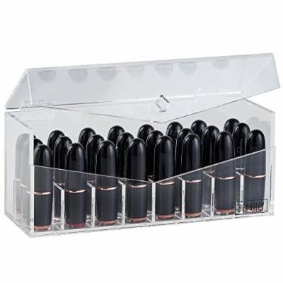 Beautify Acrylic 24 Slot Cosmetic Mac Lipstick Holder Case Storage Makeup Organizer with Lid