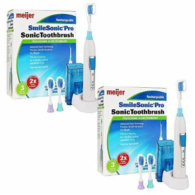 2 Powerful Meijer Sonic Pro Rechargeable Electric Toothbrushes, 3 Brushing Modes, 2 Minute Timer