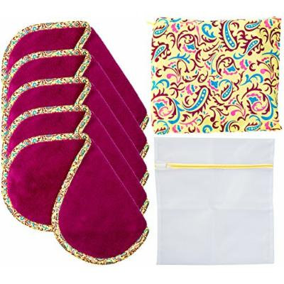 Set Of 5 FreshFace Makeup Remover Cloths by Campanelli, 5 Count with Laundry Bag and Decorative Storage Pouch (Paisley)
