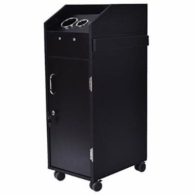 Giantex Black Beauty Salon Spa Rolling Trolley 4 Storage Trays &Locking Door Equipment