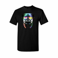 DJ Dog Pug Sun Glasses and Headphones Men's T-shirt Black XXX-Large